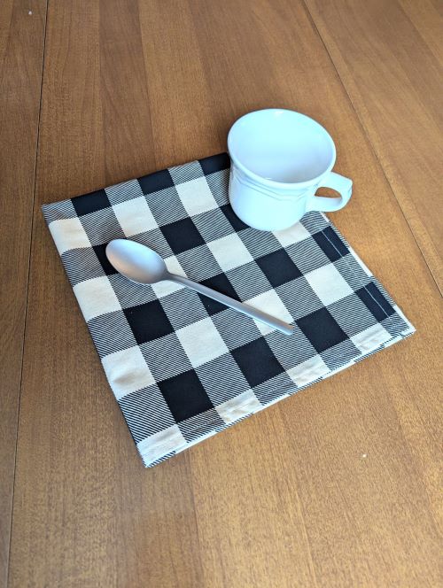 Supreme Accents Cream and Black Buffalo Check Dinner Table Napkins