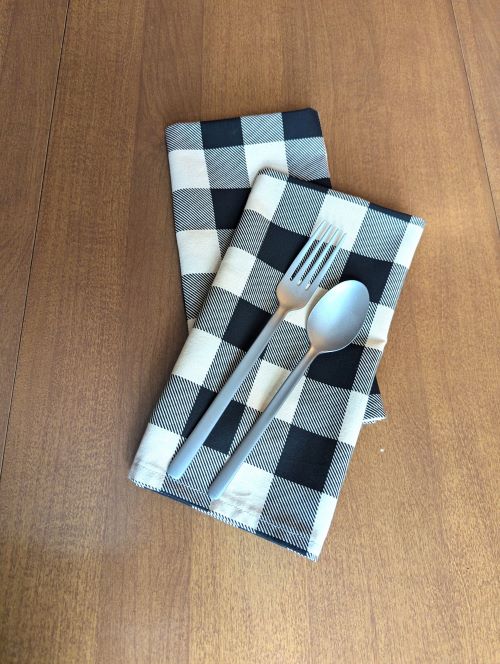 Supreme Accents Cream and Black Buffalo Check Dinner Table Napkins