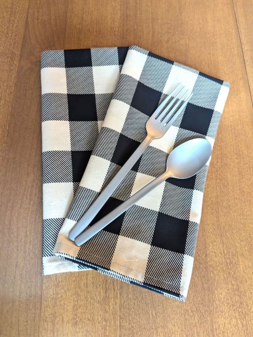 Supreme Accents Cream and Black Buffalo Check Dinner Table Napkins