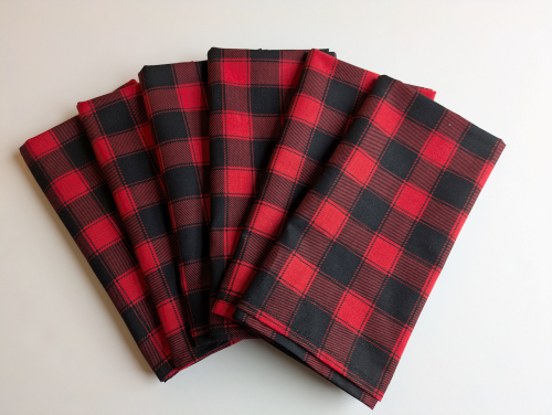 Supreme Accents Black and Red Buffalo Check Dinner Table Napkins Set of 6