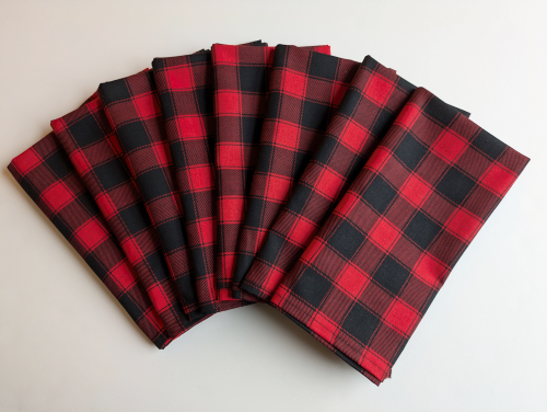 Supreme Accents Black and Red Buffalo Check Dinner Table Napkins Set of 8