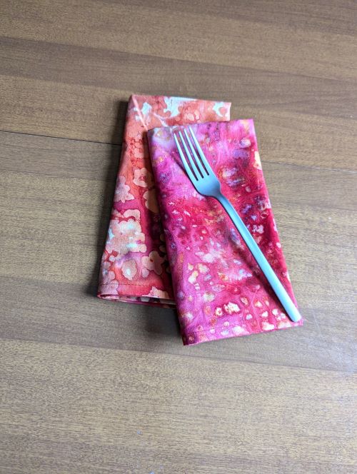 Supreme Accents Pink Orange Batik Dinner Table Napkins