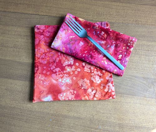 Supreme Accents Pink Orange Batik Dinner Table Napkins