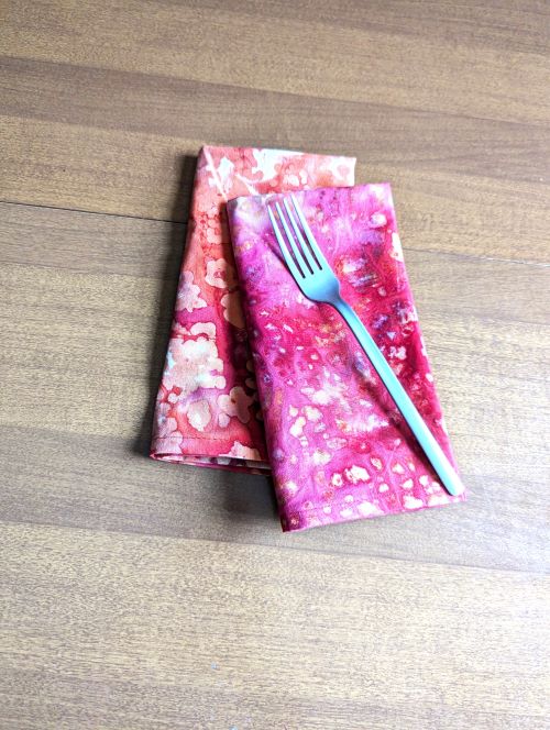 Supreme Accents Pink Orange Batik Dinner Table Napkins