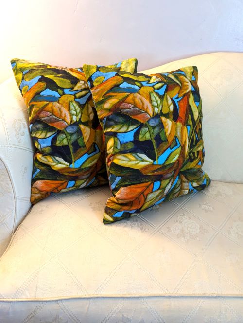 Supreme Accents Artistic Fall Leaf Throw Pillows Set