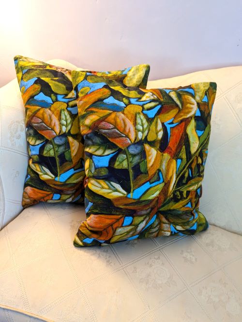 Supreme Accents Artistic Fall Leaf Throw Pillows Set