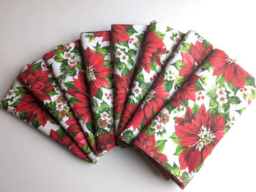 Supreme Accents Fresh Poinsettia Dinner Table Napkins Set of 8