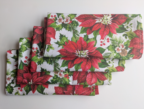 Supreme Accents Fresh Poinsettia Dinner Table Napkins Set of 4