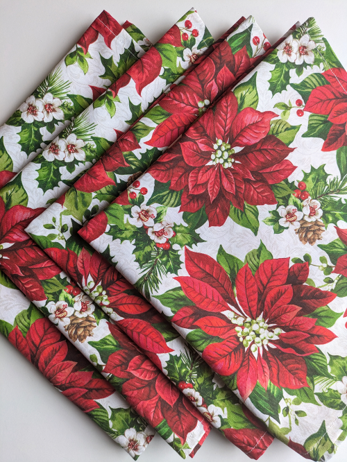 Supreme Accents Fresh Poinsettia Dinner Table Napkins