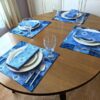 Supreme Accents Stone Blue Placemat Napkin Set Modern Placemats and napkins