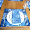 Supreme Accents Stone Blue Placemat Napkin Set Modern Placemats and napkins