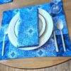Supreme Accents Stone Blue Placemat Napkin Set Modern Placemats and napkins
