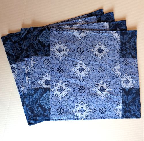 Supreme Accents Stone Blue Placemats Set of 4 Modern placemats Blue placemats Handmade placemats Spring placemats Summer placemats