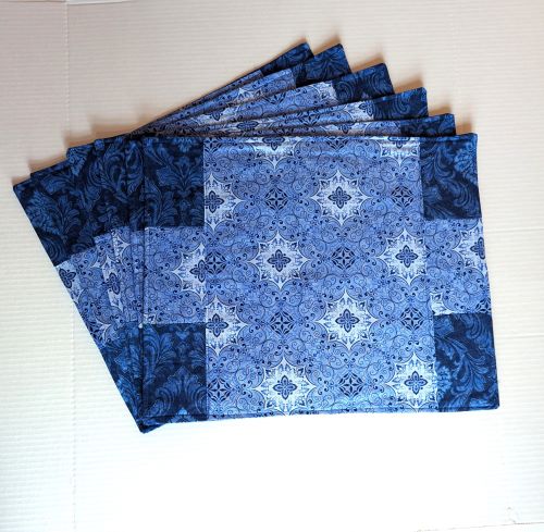 Supreme Accents Stone Blue Placemats Set of 6 Modern placemats Blue placemats Handmade placemats Spring placemats Summer placemats