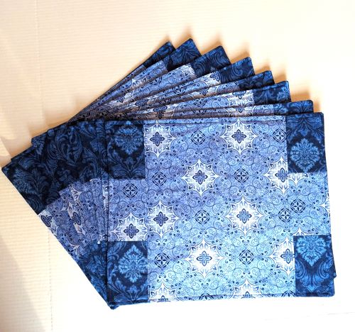 Supreme Accents Stone Blue Placemats Set of 8 Modern placemats Blue placemats Handmade placemats Spring placemats Summer placemats