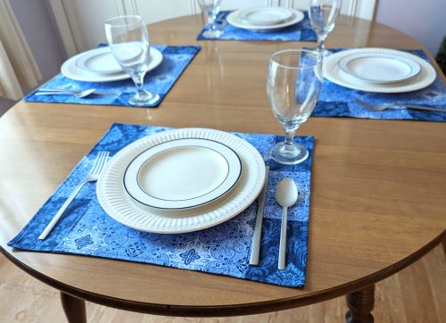 Supreme Accents Stone Blue Placemats Set Modern placemats Blue placemats Handmade placemats Spring placemats Summer placemats