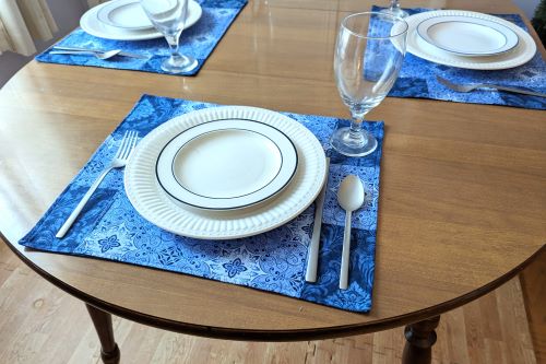 Supreme Accents Stone Blue Placemats Set Modern placemats Blue placemats Handmade placemats Spring placemats Summer placemats