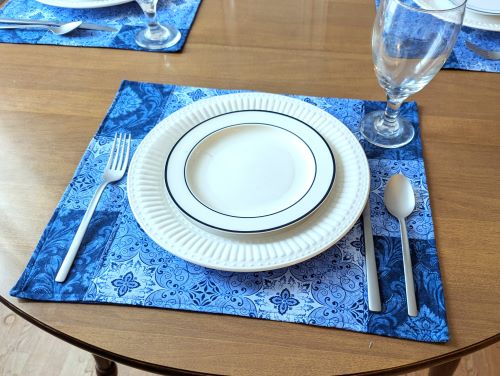 Supreme Accents Stone Blue Placemats Set Modern placemats Blue placemats Handmade placemats Spring placemats Summer placemats