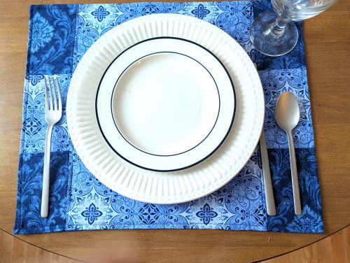 Supreme Accents Stone Blue Placemats Set Modern placemats Blue placemats Handmade placemats Spring placemats Summer placemats