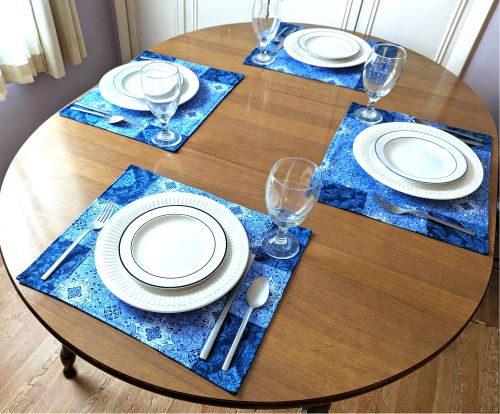 Supreme Accents Stone Blue Placemats Set Modern placemats Blue placemats Handmade placemats Spring placemats Summer placemats