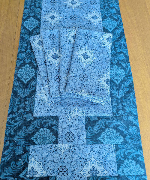 SupremeAccents_ Stone Blue Table Runner Napkin Set of 4 Spring table runner Summer table runner Modern table runner