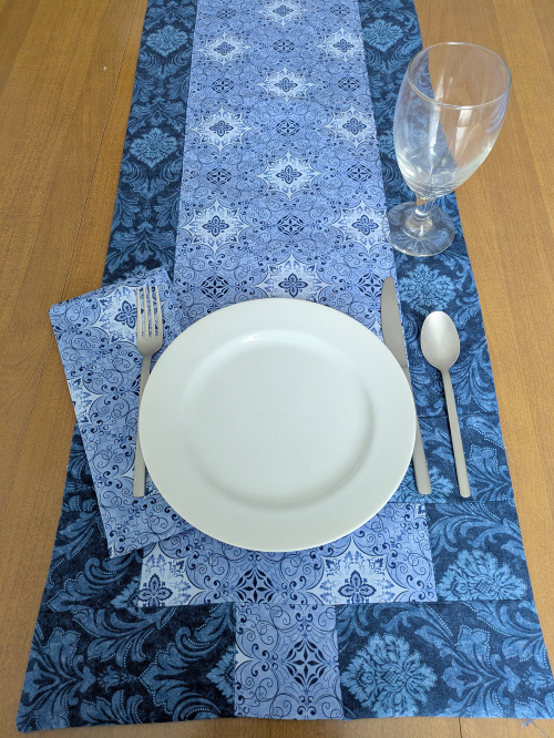 SupremeAccents_ Stone Blue Table Runner Napkin Spring table runner Summer table runner Modern table runner