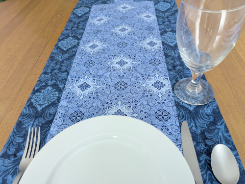 SupremeAccents_Stone Blue Table Runner Handmade table runner modern table runner