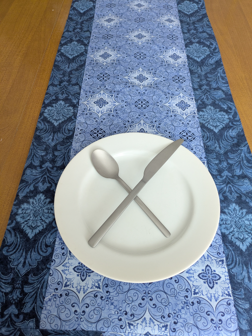 SupremeAccents_Stone Blue Table Runner Handmade table runner modern table runner