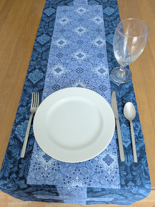 SupremeAccents_Stone Blue Table Runner Handmade table runner modern table runner