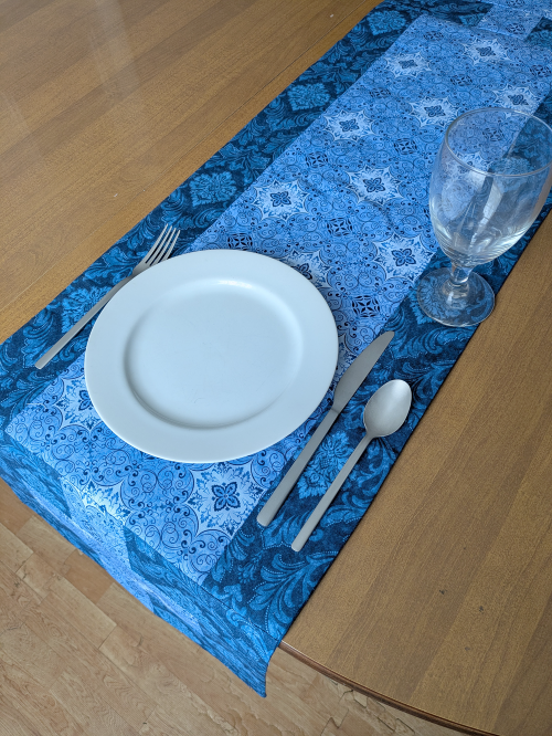 SupremeAccents_Stone Blue Table Runner Handmade table runner modern table runner