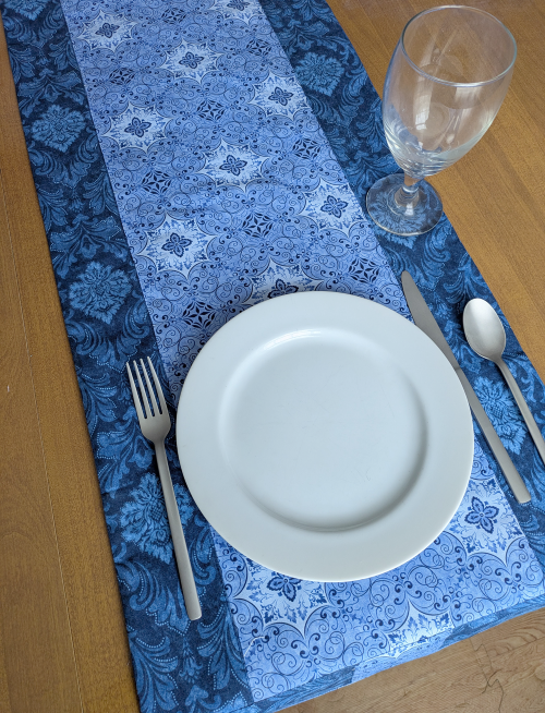 SupremeAccents_Stone Blue Table Runner Handmade table runner modern table runner