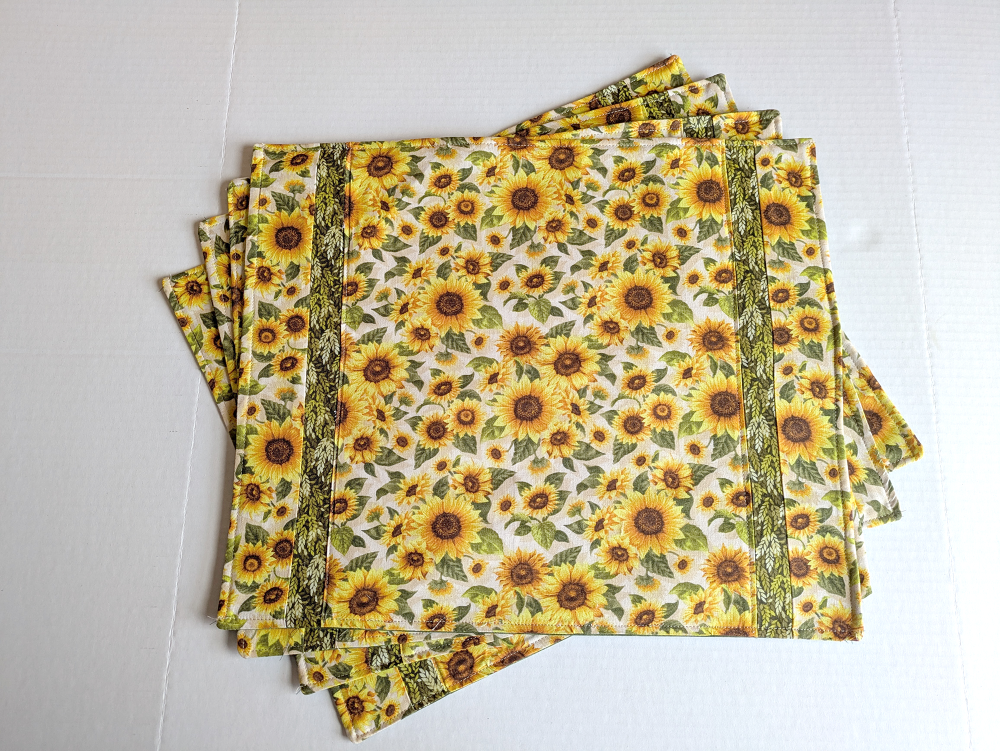 Supreme Accents Sunflower Placemats Set of 4 Floral placemats Botanical placemats Summer placemats Spring placemats