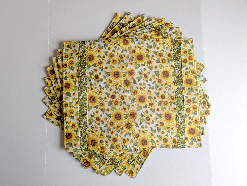 Supreme Accents Sunflower Placemats Set of 8 Floral placemats Botanical placemats Summer placemats Spring placemats