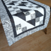 SupremeAccents_Chic Black and White Dining Table Runner table runner for dining table dining table runner black and white table runner unique table runners patchwork runner modern table runner