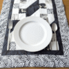 SupremeAccents_Chic Black and White Dining Table Runner table runner for dining table dining table runner black and white table runner unique table runners patchwork runner modern table runner