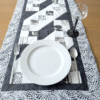 SupremeAccents_Chic Black and White Dining Table Runner table runner for dining table dining table runner black and white table runner unique table runners patchwork runner modern table runner