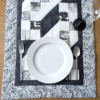 SupremeAccents_Chic Black and White Dining Table Runner table runner for dining table dining table runner black and white table runner unique table runners patchwork runner modern table runner