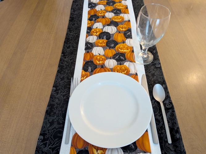 Supreme Accents_Spooky Halloween table runner,Jack o Lantern table runner,Fall table runner,Autumn table runner,Festive table runner, Orange and Black table runner, Halloween table decor,Fall dining decorations,Spooky table settings,fall table runner,autumn table runner,fall quilted table runner,dining table runner,farmhouse table runner,modern table runner,Halloween table runner,dinner table runner,entryway table runner,farmhouse style table,Halloween table runner for farmhouse decor,Fall dining decorations