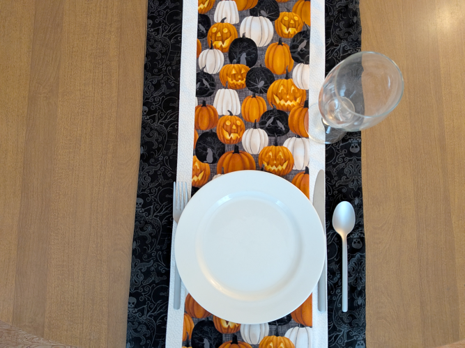 Supreme Accents_Spooky Halloween table runner,Jack o Lantern table runner,Fall table runner,Autumn table runner,Festive table runner, Orange and Black table runner, Halloween table decor,Fall dining decorations,Spooky table settings,fall table runner,autumn table runner,fall quilted table runner,dining table runner,farmhouse table runner,modern table runner,Halloween table runner,dinner table runner,entryway table runner,farmhouse style table,Halloween table runner for farmhouse decor,Fall dining decorations
