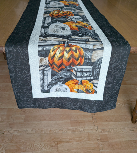 Supreme Accents Haunted Harvest Table Runner best spooky table runner for fall unique gothic table runners for halloween pumpkin and ghost table runner haunted harvest table runner for farmhouse decor Halloween table decor Fall dining decorations Spooky table settings