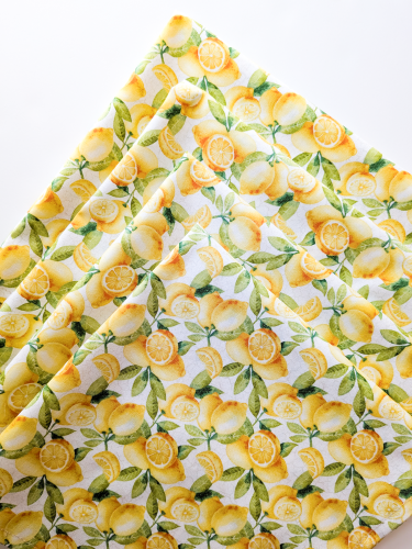 Supreme Accents_ Handmade Lemon Fabric Napkins reusable 100% cotton dinner napkins soft absorbent fabric napkins artisan-made kitchen textiles farmhouse lemon print cloth napkin set