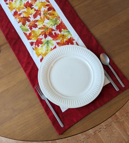 Fall Leaves Table Runner Wine - Image 3