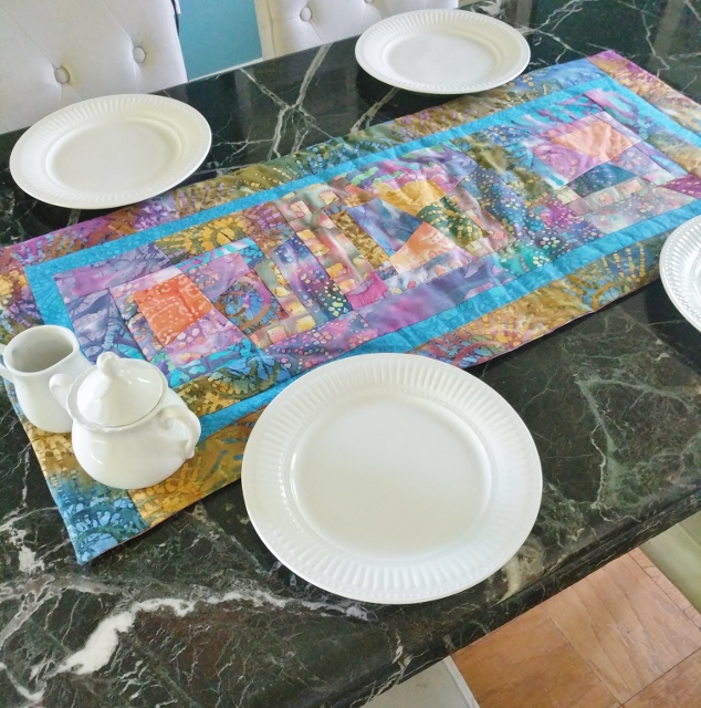 Kaleidoscope Splatter Blue Table Runner 44 inch - Image 4