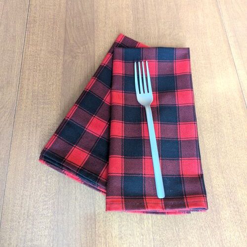 Black and Red Buffalo Plaid Dinner Table Napkins - Image 3