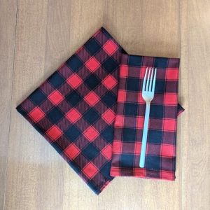 Black and Red Buffalo Plaid Dinner Table Napkins