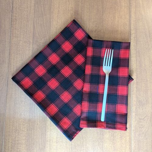 Black and Red Buffalo Plaid Dinner Table Napkins