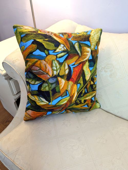 Artistic Fall Leaf Throw Pillow - Image 3