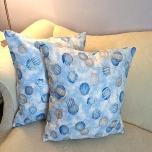 Blue Ornaments Christmas Throw Pillow Two Set