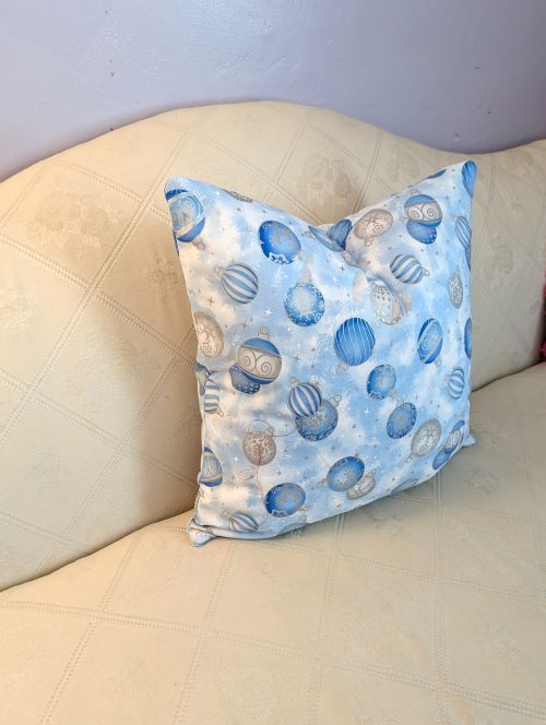 Blue Ornaments Christmas Throw Pillow - Image 2