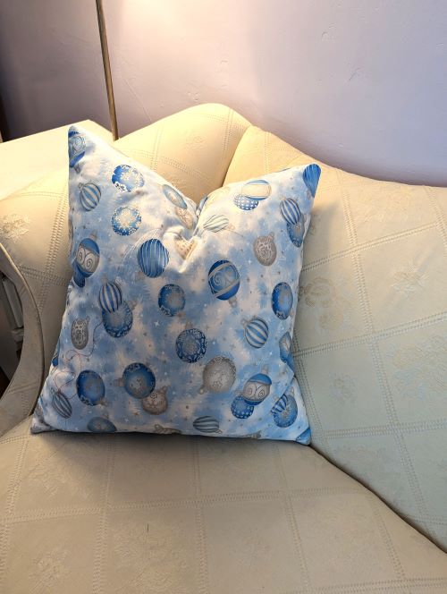 Blue Ornaments Christmas Throw Pillow - Image 3